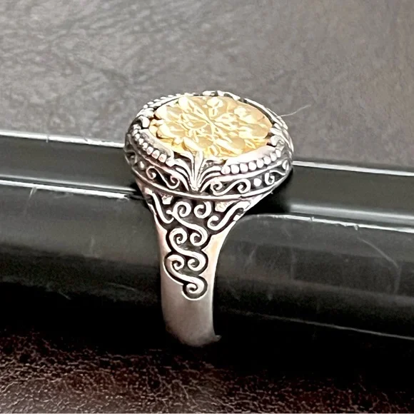🔴SOLD🔴 Konstantino 18k gold and sterling silver filigree signet ring - Picture 6 of 15